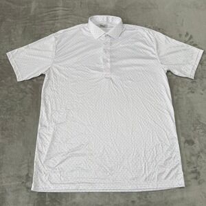 Collars & Co Dress Collar Polo Shirt Mens XL White Blue Polka Dot Soft New NWOT